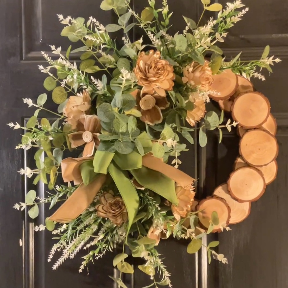 Rustic Green and Brown Floral Wreath